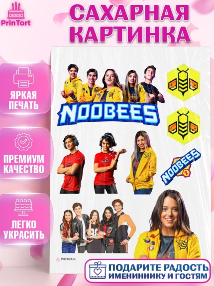 Сахарная картинка, Нубы, Noobees, Девочка, День рождения, арт. PT111651