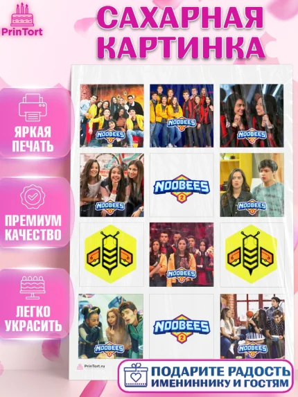 Сахарная картинка, Нубы, Noobees, Девочка, День рождения, арт. PT111654