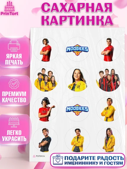 Сахарная картинка, Нубы, Noobees, Девочка, День рождения, арт. PT111655
