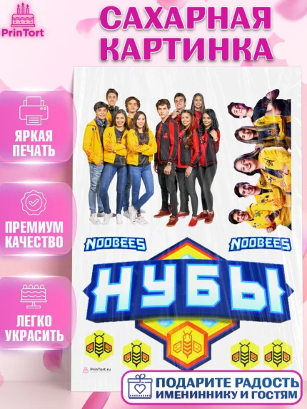 Сахарная картинка, Нубы, Noobees, Девочка, День рождения, арт. PT111656