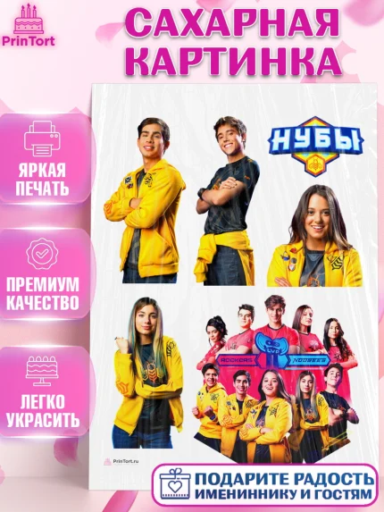 Сахарная картинка, Нубы, Noobees, Девочка, День рождения, арт. PT111660