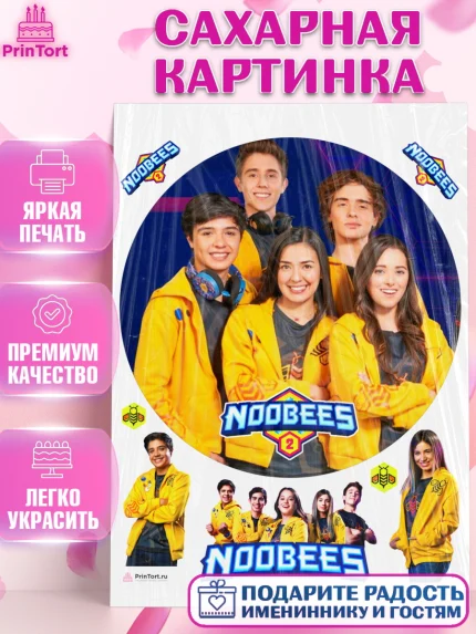 Сахарная картинка, Нубы, Noobees, Девочка, День рождения, арт. PT111667
