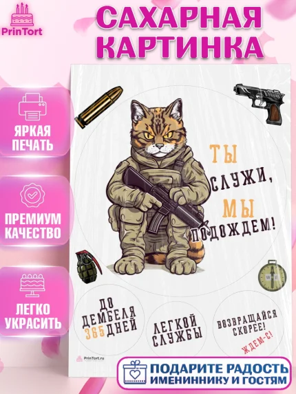 Сахарная картинка, Проводы в Армию, Мальчик, арт. PT112693