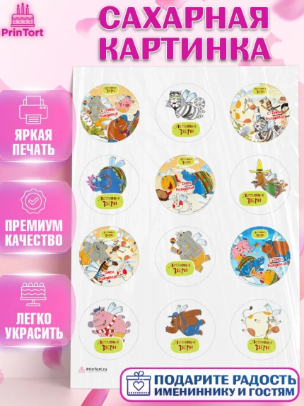 Сахарная картинка, Летающие звери, Девочка, День рождения, арт. PT116404