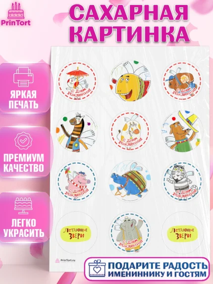 Сахарная картинка, Летающие звери, Девочка, День рождения, арт. PT116407