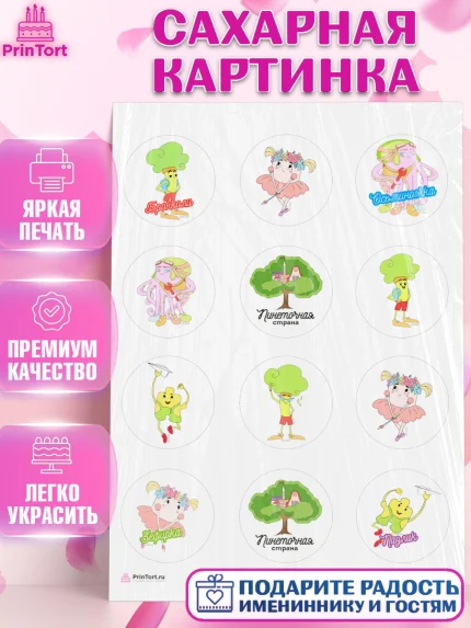 Сахарная картинка, Пинеточная страна, Девочка, День рождения, арт. PT116430