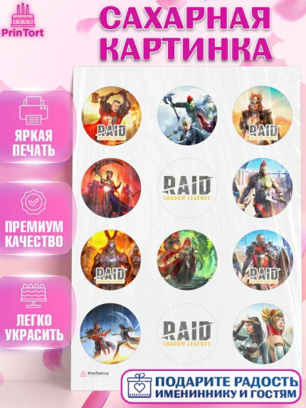 Сахарная картинка, Raid shadow legends, герои игры рейд шедоу, Мальчик, День рождения, арт. PT116530