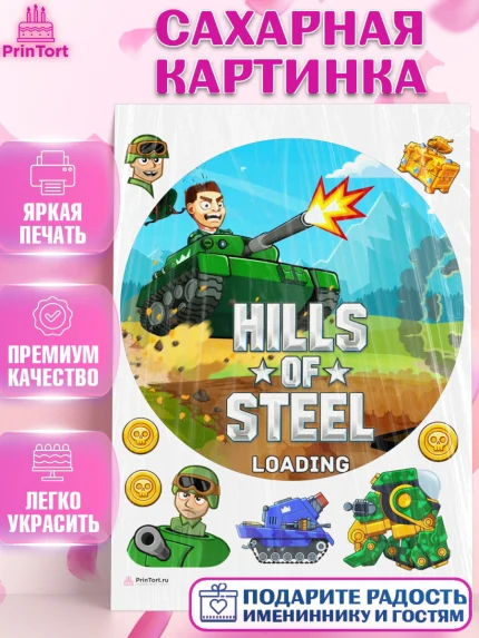 Сахарная картинка, Hills of Steel, компьютерная игра хилс оф стил, Мальчик, День рождения, арт. PT116683