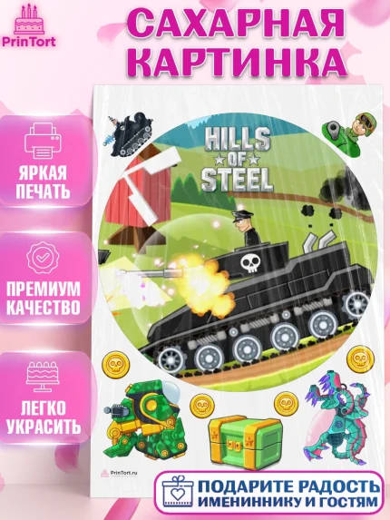 Сахарная картинка, Hills of Steel, компьютерная игра хилс оф стил, Мальчик, День рождения, арт. PT116691