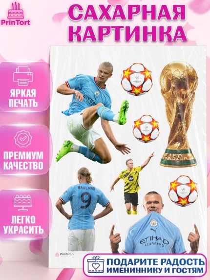 Сахарная картинка, Эрлинг Холланд, футболист Эрлинг Холланд, Мальчик, День рождения, арт. PT117110