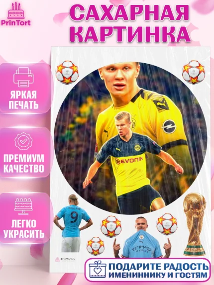 Сахарная картинка, Эрлинг Холланд, футболист Эрлинг Холланд, Мальчик, День рождения, арт. PT117115