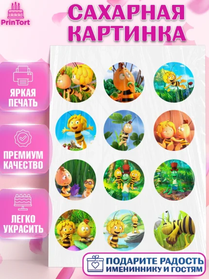 Сахарная картинка, Пчёлка Майя, Девочка, День рождения, арт. PT118213