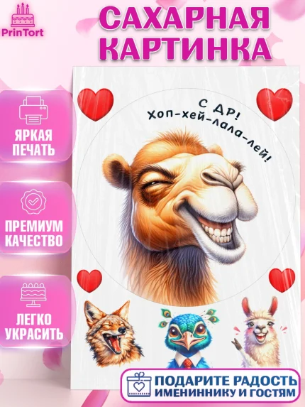 Сахарная картинка, Прикольные животные, звери, животные, забавные животные, Девочка, День рождения, арт. PT118450
