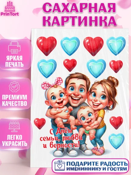 Сахарная картинка, День семьи, любви и верности, Девочка, арт. PT118757