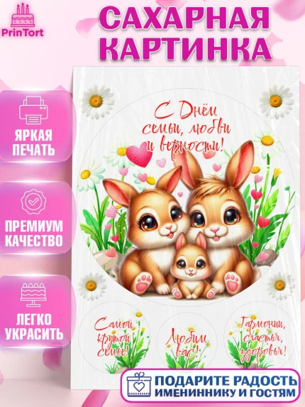 Сахарная картинка, День семьи, любви и верности, Девочка, арт. PT118764