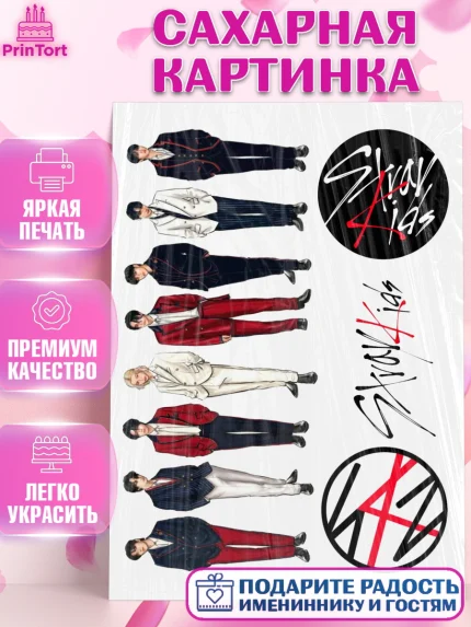 Сахарная картинка, Стрей Кидс, Музыкальная группа, Группа Stray Kids, Stray Kids, Девочка, арт. PT120064