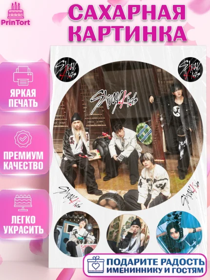 Сахарная картинка, Стрей Кидс, Музыкальная группа, Группа Stray Kids, Stray Kids, Девочка, арт. PT120071