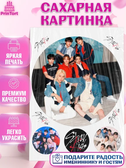 Сахарная картинка, Стрей Кидс, Музыкальная группа, Группа Stray Kids, Stray Kids, Девочка, арт. PT120073