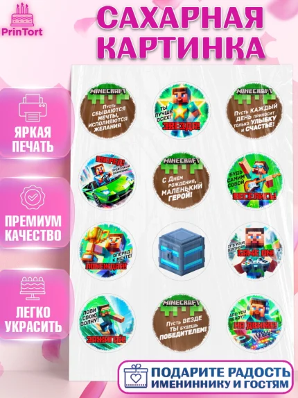 Сахарная картинка, Майнкрафт, Minecraft, кирка, стив, броня, игра, компьютерная игра, арбалет, зелья, арт. PT120399