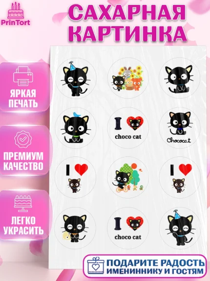 Сахарная картинка, Чококэт, Hello Kitty, Keroppi, Mimmy, Kuromi, Chokokat, My melody, Девочка, арт. PT120761