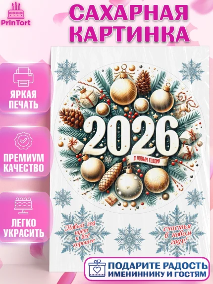 Сахарная картинка, Новый год, 2026, Новый год2026, Лошадь, лошадка, год лошади, Девочка, арт. PT121087
