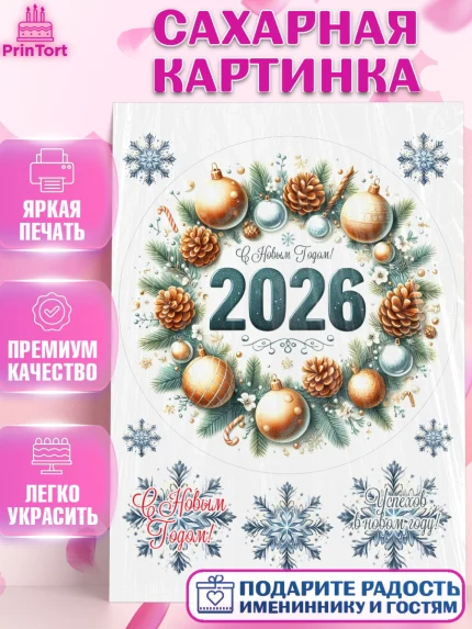 Сахарная картинка, Новый год, 2026, Новый год2026, Лошадь, лошадка, год лошади, Девочка, арт. PT121095
