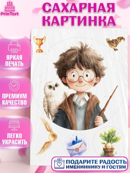 Сахарная картинка, Гарри Поттер, Harry Potter, Хогвартс, Гермиона, Драко, Рон, платформа 9, арт. PT122063