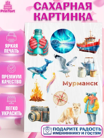 Сахарная картинка, Мурманск, город Мурманск, любимый город Мурманск, из Мурманска с любовью, Девочка, арт. PT122260