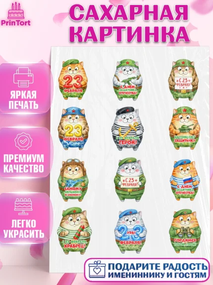 Сахарная картинка, 23 февраля, День защитника отечества, военный, мужчина, танк, самолет, фуражка, арт. PT122760