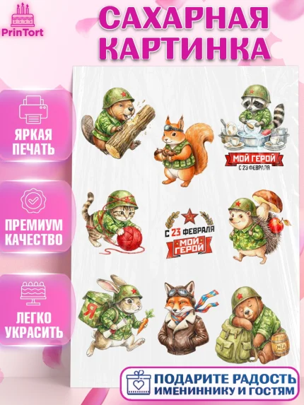 Сахарная картинка, 23 февраля, День защитника отечества, военный, мужчина, танк, самолет, фуражка, арт. PT122771