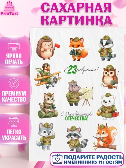 Сахарная картинка, 23 февраля, День защитника отечества, военный, мужчина, танк, самолет, фуражка, арт. PT122779