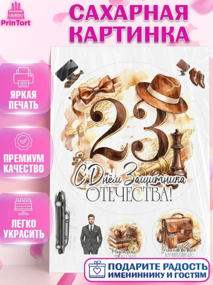 Сахарная картинка, 23 февраля, День защитника отечества, военный, мужчина, танк, самолет, фуражка, арт. PT122786