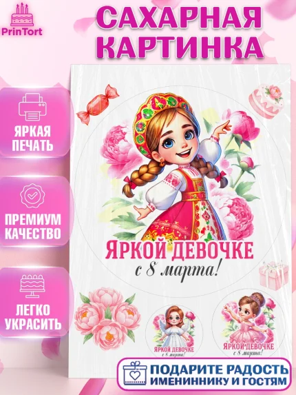 Сахарная картинка, 8 марта, женский день, международный женский день, цветы, духи, День 8 марта, арт. PT122878