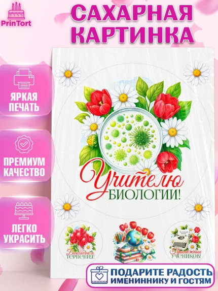 Сахарная картинка, Подарок учителю, Надпись учителю, Выпускной, Последний звонок, Девушка, арт. PT123031