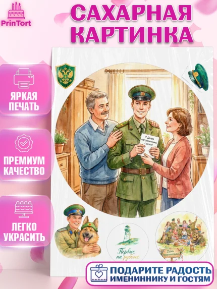 Сахарная картинка, День Пограничника, Поздравление с Днем Пограничника, Мужчина, арт. PT123172