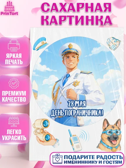 Сахарная картинка, День Пограничника, Поздравление с Днем Пограничника, Мужчина, арт. PT123180