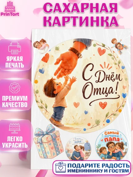 Сахарная картинка, День Отца, Поздравление с Днем Отца, Мужчина, арт. PT123354