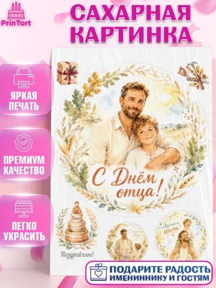 Сахарная картинка, День Отца, Поздравление с Днем Отца, Мужчина, арт. PT123356