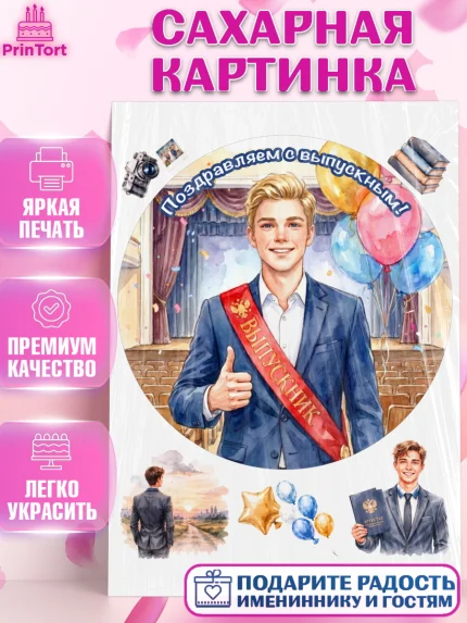 Сахарная картинка, Выпускной в школе, арт. PT123449