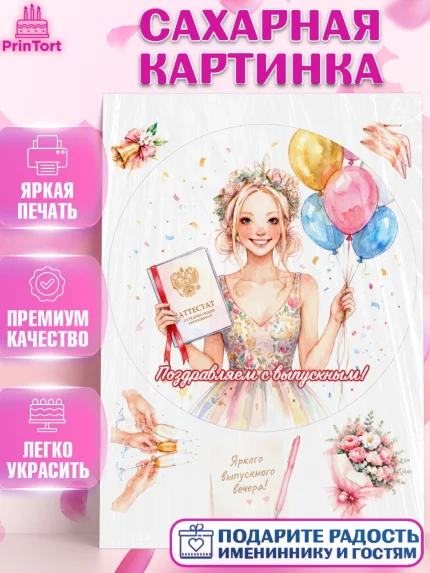 Сахарная картинка, Выпускной в школе, арт. PT123451