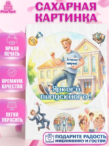 Сахарная картинка, Выпускной в школе, арт. PT123455