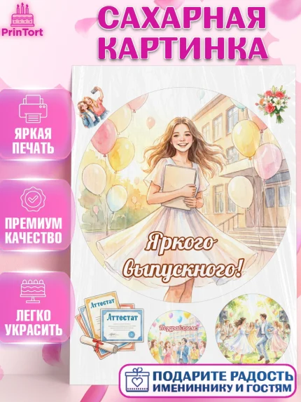 Сахарная картинка, Выпускной в школе, арт. PT123456