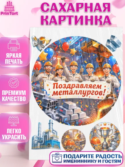 Сахарная картинка, День Металлурга, Поздравление с Днём Металлурга, Девушка, арт. PT123597