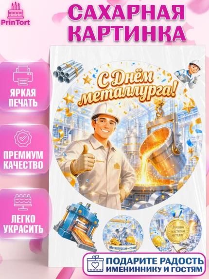 Сахарная картинка, День Металлурга, Поздравление с Днём Металлурга, Девушка, арт. PT123598