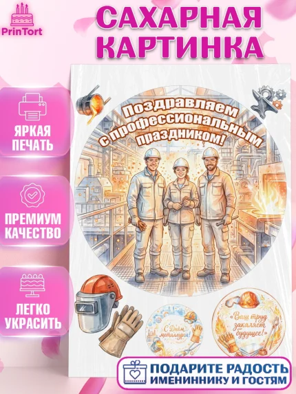 Сахарная картинка, День Металлурга, Поздравление с Днём Металлурга, Девушка, арт. PT123602