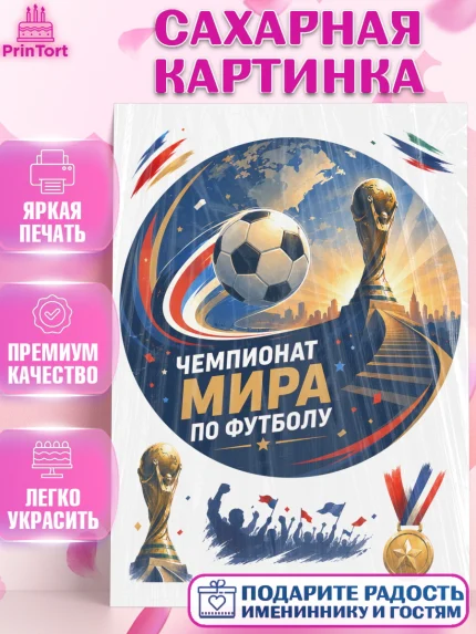 Сахарная картинка, Чемпионат Мира по Футболу, футбол, мяч, FIFA, стадион, Девочка, арт. PT124119