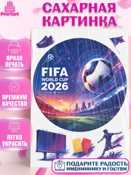 Сахарная картинка, Чемпионат Мира по Футболу, футбол, мяч, FIFA, стадион, Девочка, арт. PT124125
