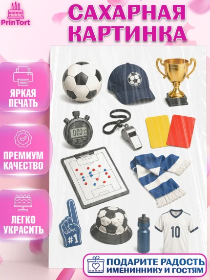 Сахарная картинка, Чемпионат Мира по Футболу, футбол, мяч, FIFA, стадион, Девочка, арт. PT124133