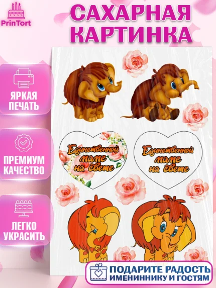 Сахарная картинка, Маме, Девушка, День рождения, арт. PT124820