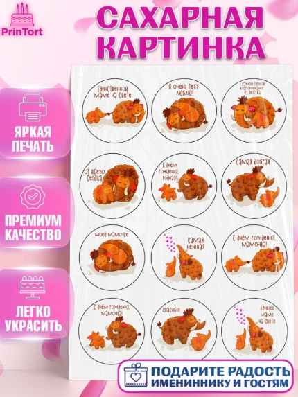 Сахарная картинка, Маме, Девушка, День рождения, арт. PT124821
